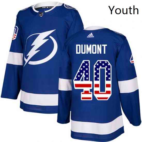 Youth Adidas Tampa Bay Lightning 40 Gabriel Dumont Authentic Blue USA Flag Fashion NHL Jersey